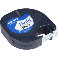 Dymo Tape Plast, L: 4 m, B: 12 mm, hvid, 4m/ 1 rl.