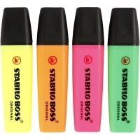 Overstregningstusch, neon grøn, neon orange, neon pink, neon gul, 4stk./ 1 pk.