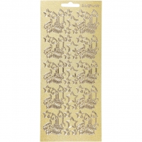 Stickers, julelys, ark 10x23 cm, guld, 1 ark