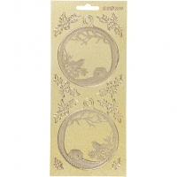 Stickers, julekugler, ark 10x23 cm, guld, 1 ark
