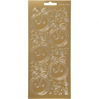 Stickers, julekugler, ark 10x23 cm, guld, 1 ark