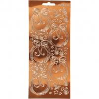 Stickers, julekugler, ark 10x23 cm, guld, 1 ark