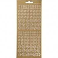 Stickers, snefnug, ark 10x23 cm, guld, 1 ark