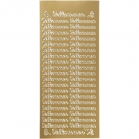 Stickers, velkommen, 10x23 cm, guld, 1 ark