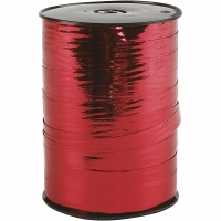 Gavebånd, B: 10 mm, blank, metal rød, 250m/ 1 rl.