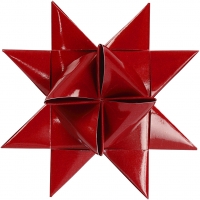 Stjernestrimler, L: 44+78 cm, diam. 6,5+11,5 cm, B: 15+25 mm, glitter,lak, rød, 40strimler/ 1 pk.