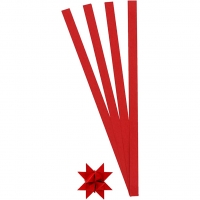 Stjernestrimler, L: 45 cm, B: 10 mm, diam. 4,5 cm, rød, 100strimler/ 1 pk.