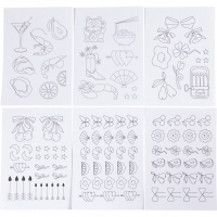Vandopløselige Broderiark, Dekorative motiver, A5, ark 148,5x210 mm, 6 ark/ 1 pk.