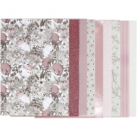 Designpapir i blok, str. 21x30 cm, 120+128 g, beige, brun, rosa, hvid, 24ark/ 1 pk.