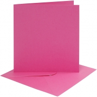 Kort og kuverter, kort str. 15,2x15,2 cm, kuvert str. 16x16 cm, 220 g, pink