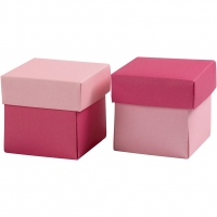 Fold-selv-æske, str. 5,5x5,5 cm, 250 g, rosa/pink, 10stk./ 1 pk.