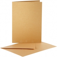 Perlemorskort og kuvert, kort str. 10,5x15 cm, kuvert str. 11,5x16,5 cm, guld, 10sæt/ 1 pk.