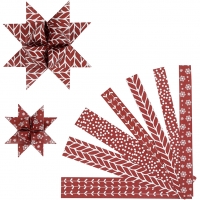Stjernestrimler, L: 44+78 cm, diam. 6,5+11,5 cm, B: 15+25 mm, rød, hvid, 60strimler/ 1 pk.