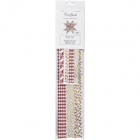 Stjernestrimler, L: 44+78 cm, diam. 6,5+11,5 cm, B: 15x25 mm, guld, rød, hvid, 48 strimler/ 1 pk.