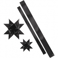 Stjernestrimler, L: 86+100 cm, diam. 11,5+18,5 cm, B: 25+40 mm, sort, 16strimler/ 1 pk.