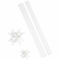 Stjernestrimler, L: 86+100 cm, diam. 11,5+18,5 cm, B: 25+40 mm, hvid, 16strimler/ 1 pk.