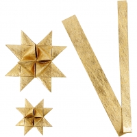 Stjernestrimler, L: 44+78 cm, diam. 6,5+11,5 cm, B: 15+25 mm, guld, 32strimler/ 1 pk.