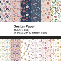 Designpapir, for&aring;r, ark 32x32 cm, 230 g, 24 ark/ 1 pk.