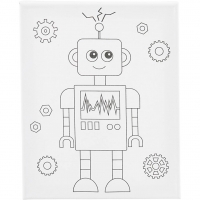 Malerlærred med print, Robot, D: 1,6 cm, str. 24x30 cm, 360 g, 1stk./ 1 stk.