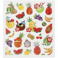 Stickers, eksotiske frugter, 15x16,5 cm, 1 ark