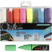 Chalk Marker, streg 8 mm, ass. farver, 8stk./ 1 pk.