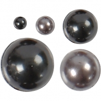 Halv-perler, str. 2-8 mm, sort, antrascitgrå, 140stk./ 1 pk.