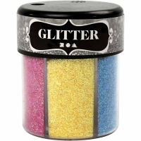 Glitter, ass. farver, 6x13g/ 1 ds.