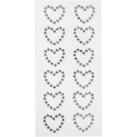 Rhinstenshjerter, str. 23x21 mm, sølv, 12 stk./ 1 pk.