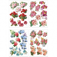 3D Motiver, blomster, 21x30 cm, 4ark/ 1 pk.