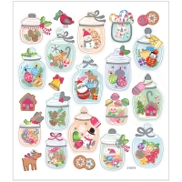 Stickers, julestemning på glas, ark 15x16,5 cm, ca. 22 stk., 1 ark