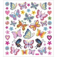 Stickers, farverige sommerfugle, 15x16,5 cm, 1 ark