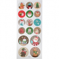 Stickers, jul, ark 10x23 cm, ca. 16 stk., 1 ark