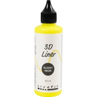 3D Liner, blank, halvd&aelig;kkende, neon gul, 90 ml/ 1 fl.
