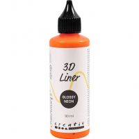 3D Liner, blank, halvd&aelig;kkende, neon orange, 90 ml/ 1 fl.