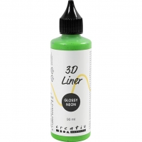 3D Liner, blank, halvd&aelig;kkende, neon gr&oslash;n, 90 ml/ 1 fl.
