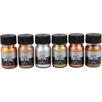 Hobbymaling Metallic, metallicfarver, 6x30ml/ 1 pk.