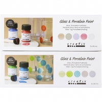 Glas- og Porcel&aelig;nsmaling, mat frost, halvtransparent, colorful, pastelfarver, 10x30 ml/ 1 pk.