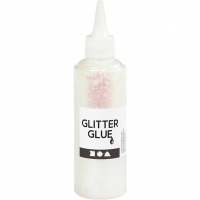 Glitterlim, holografisk hvid, 118ml/ 1 fl.