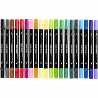 Tekstiltusch, streg 2,3+3,6 mm, standardfarver, 20 stk./ 1 pk.