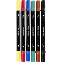 Tekstiltusch, streg 2,3+3,6, standardfarver, 6 stk./ 1 pk.