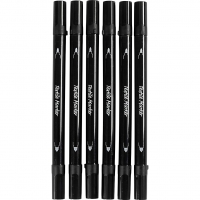 Tekstiltusch, streg 2,3+3,6 mm, sort, 6 stk./ 1 pk.