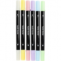 Tekstiltusch, streg 2,3+3,6 mm, pastelfarver, 6 stk./ 1 pk.