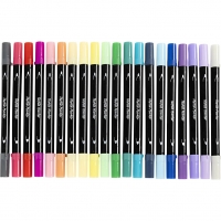 Tekstiltusch, streg 2,3+3,6 mm, suppleringsfarver, 20 stk./ 1 pk.