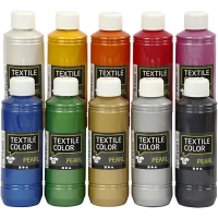 Textile Color, perlemor, ass. farver, 10x250ml/ 1 pk.