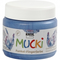 Mucki Fingermaling, metallic blå, 150ml/ 1 ds.