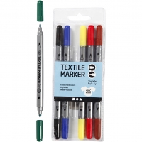 Tekstiltusch, streg 2,3+3,6 mm, standardfarver, 6stk./ 1 pk.
