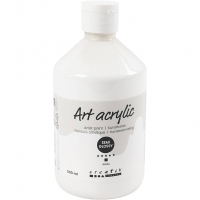 Art Akrylmaling, halvblank, dækkende, hvid, 500ml/ 1 fl.