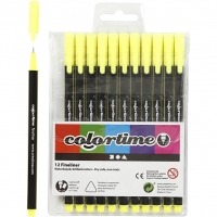 Colortime Fineliner Tusch, streg 0,6-0,7 mm, gul, 12stk./ 1 pk.