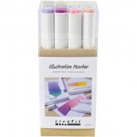 Illustration Marker, streg 1+8 mm, pastelfarver, 12stk./ 1 pk.