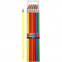 Colortime Farveblyanter, L: 17,45 cm, mine 3 mm, neonfarver, 6stk./ 1 pk.